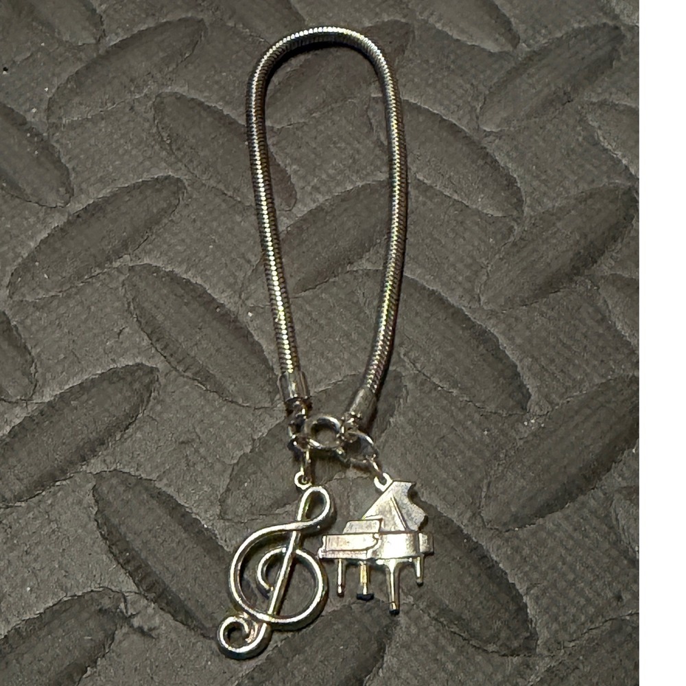 Charm Bracelet Silver Music Piano Treble Clef Jewelry Snake Chain Jewelry Singer
